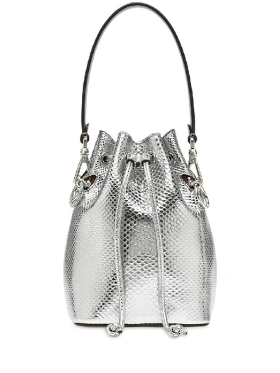Shop Fendi Silver Women's Silver Mini Mon Tresor Bucket Bag In White