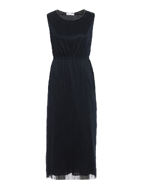 Fabiana Filippi Jewel Detail Pleated Dress In Black | ModeSens