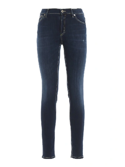 Shop Dondup Luriel Stretch Cotton Denim Skinny Jeans In Black