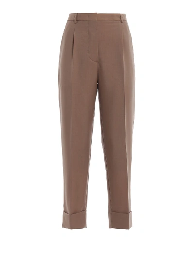 Shop Prada Mohair And Wool Blend Pants With Turn-ups In Pink