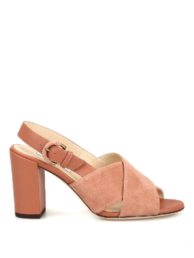Shop Tod's Suede And Leather Peep Toe Sandals In Brown