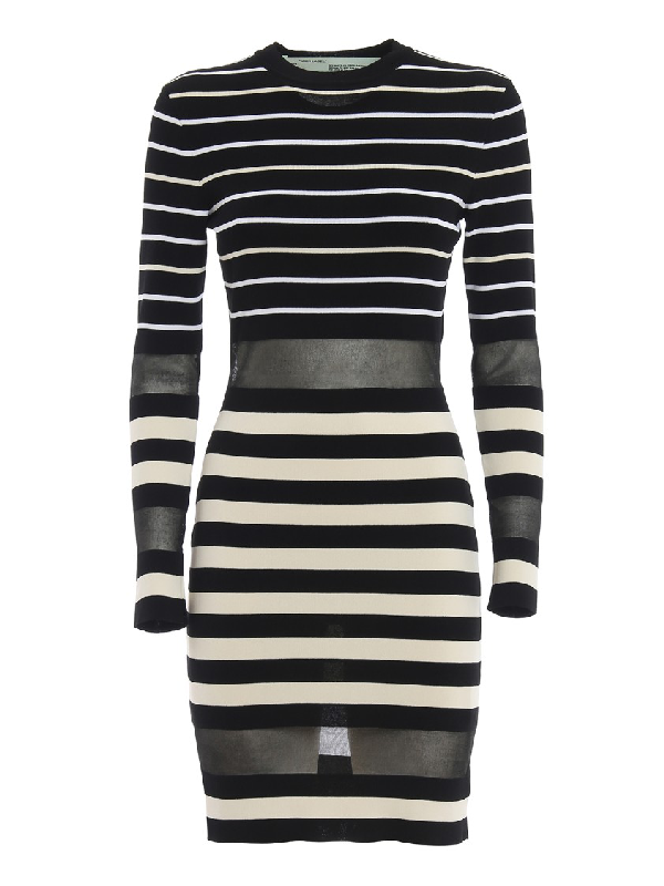 tight black and white striped dress