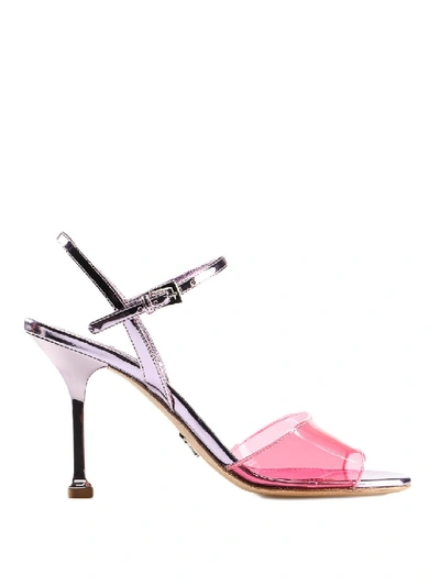 Shop Prada Pvc Band Slingback Sandals In Purple