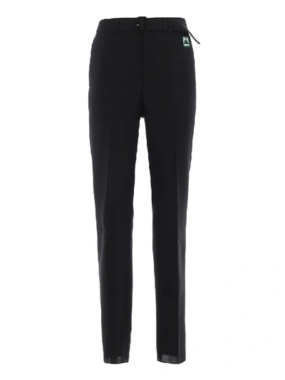 Shop Prada Belted Mohair And Wool Blend Trousers In Black