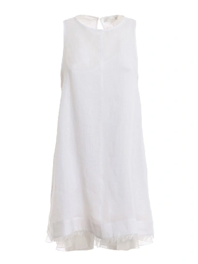 Shop Fabiana Filippi Linen Sleeveless Dress In White