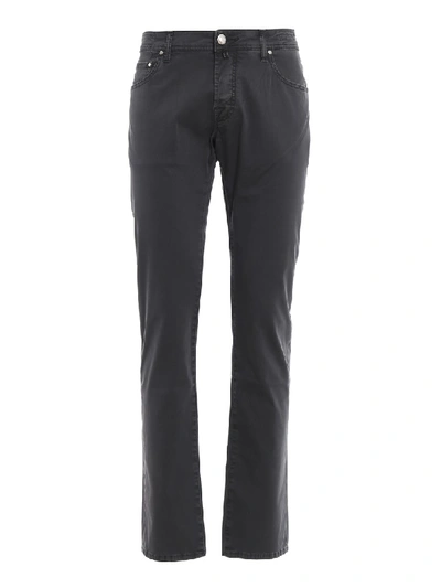 Shop Jacob Cohen Style 622 Dark Grey Trousers In Black