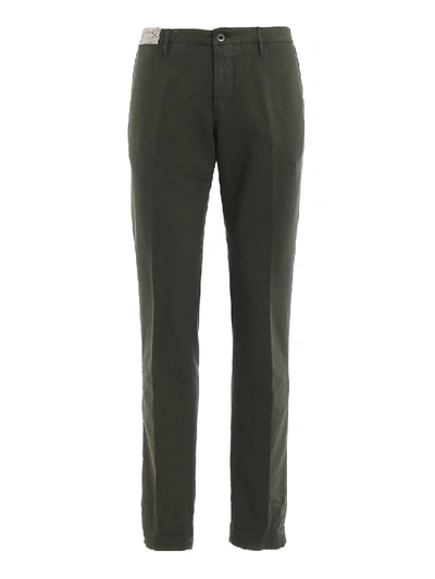Shop Incotex Pattern 15 Army Green Cotton Trousers In Black