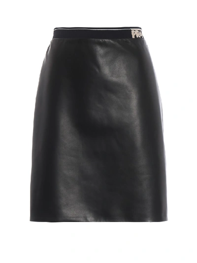 Shop Prada Nappa Leather Pencil Skirt In Black
