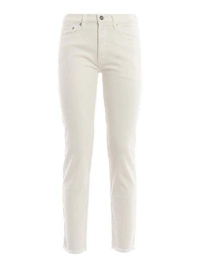 Shop Givenchy Frayed Hem White Jeans