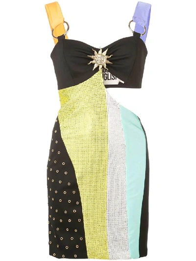 Shop Fausto Puglisi Multicolor Women's Color Block Mini Dress In Black