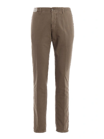 Shop Incotex Pattern 15 Brown Cotton Trousers In Grey