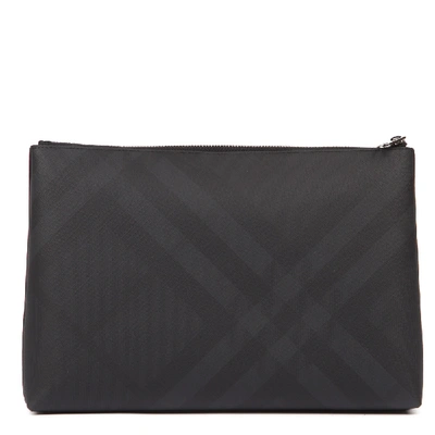 Shop Burberry Grey London Check Zipped Pouch Fw 2019 In Black