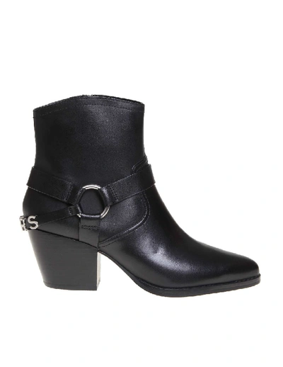 Shop Michael Kors Goldie Leather Ankle Boot In Black Color