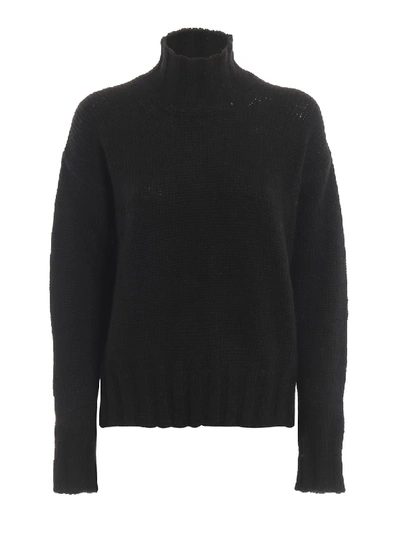 Shop Dondup Alpaca Blend Boxy Turtle Neck Sweater In Black