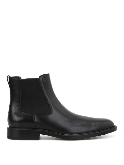 Shop Tod's Black Leather Slip-on Booties