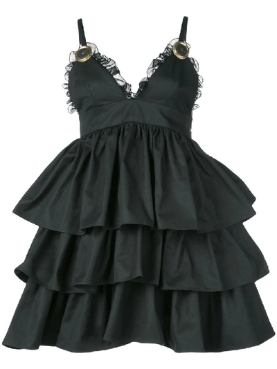 Shop Fausto Puglisi Black Women's Layered Ruffled Mini Dress