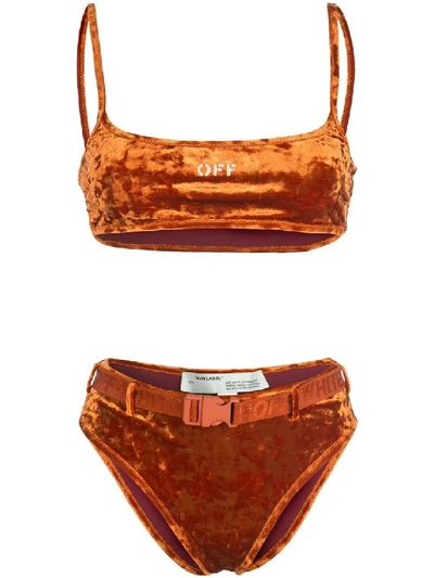 Shop Off-white Orange Women's Velvet Effect Industrial Belt Bikini