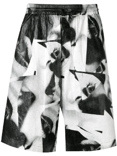 Shop Dsquared2 Black & White Men's Eye Printed Shorts