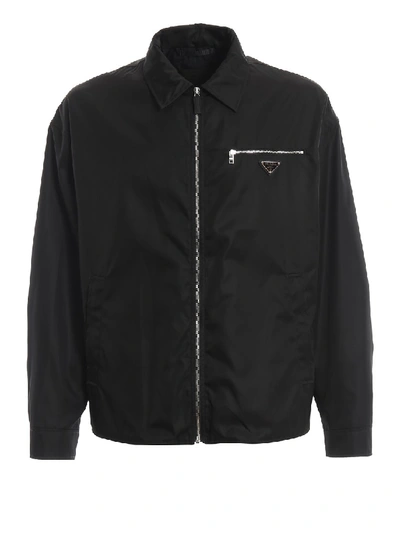 Shop Prada Hidden Hood Gabardine Jacket In Black