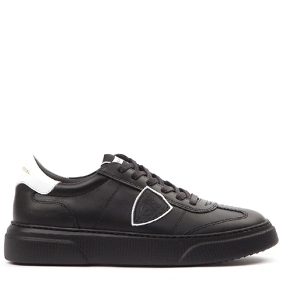 Shop Philippe Model Black And White Leather Paris Sneakers