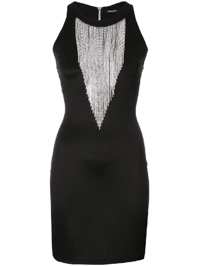 Shop Balmain Black Women's Mini Dress With Fringe Collar
