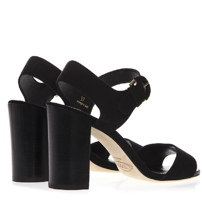 Shop Tod's Black Suede Sandals