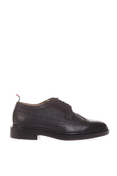 Shop Thom Browne Black Leather Lace-up Shoes