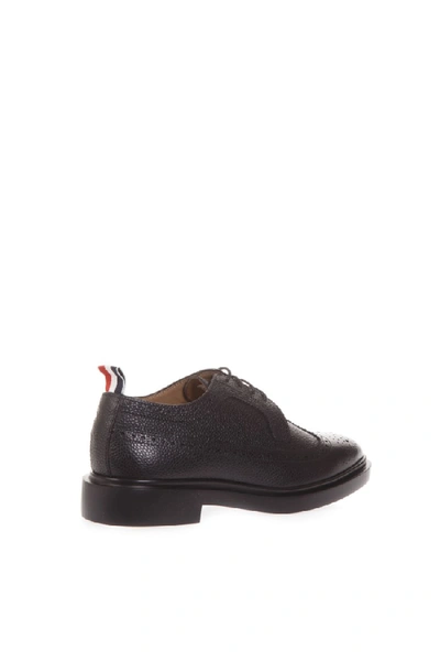 Shop Thom Browne Black Leather Lace-up Shoes