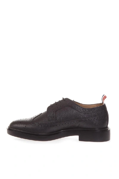 Shop Thom Browne Black Leather Lace-up Shoes