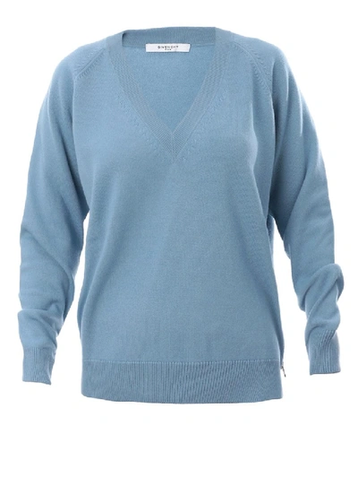 Shop Givenchy Wool And Cashmere Sweater With Zipper In Blue