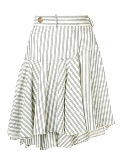 Shop Loewe Grey Women's Striped Skater Skirt In White