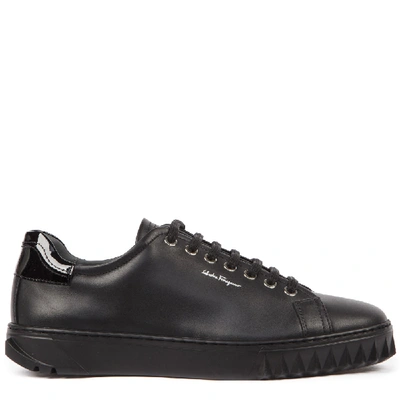 Shop Ferragamo Black Leather Sneaker