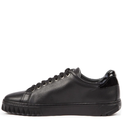 Shop Ferragamo Black Leather Sneaker