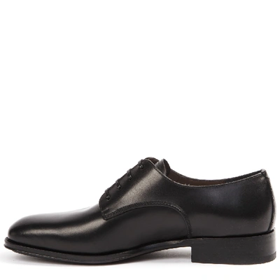 Shop Ferragamo Black Derby Daniel Leather Shoes