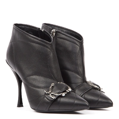 Shop Dolce & Gabbana Black Quilted Leather Ankle Boots