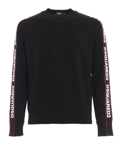 Shop Dsquared2 Wool Sweater With Logo Bands In Black