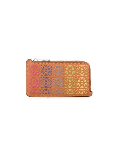 Shop Loewe Multicolor Women's Multicolor Embossed Logo Wallet In Brown