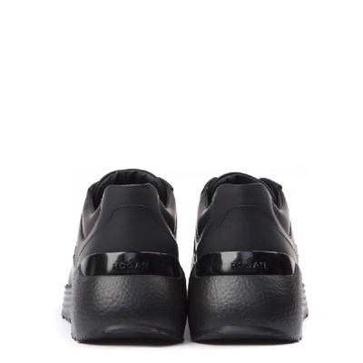 Shop Hogan Active One Black Rubberized Leather Sneakers