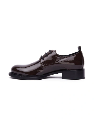 Shop Ann Demeulemeester Brown Patent Leather Derbys In Black