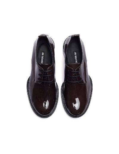 Shop Ann Demeulemeester Brown Patent Leather Derbys In Black