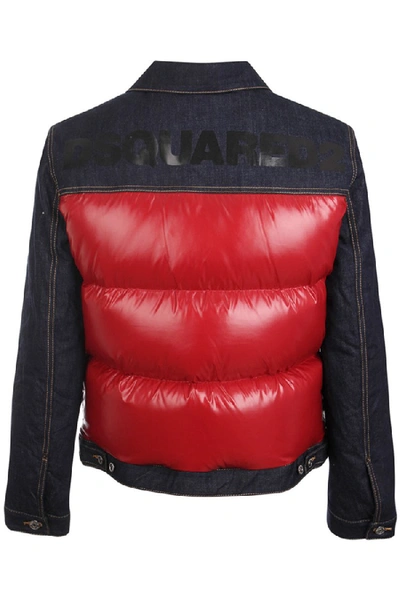 Shop Dsquared2 Nylon Puffer With Denim Details In Black