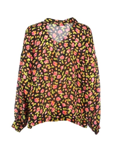 Shop Balenciaga Printed Silk Blouse In Black