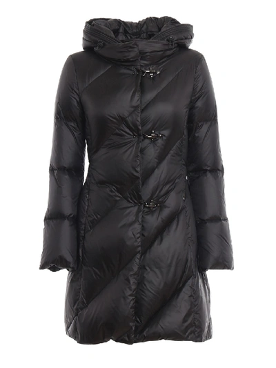 Shop Fay Black Nylon Padded Coat With Removable Hood