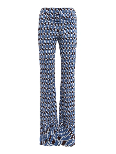 Shop Prada Argyle Print Tech Jersey Trousers In Blue