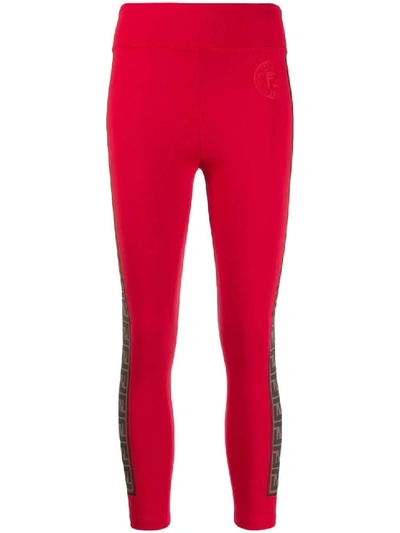 Shop Fendi Red Women's High Waisted Logo Leggings