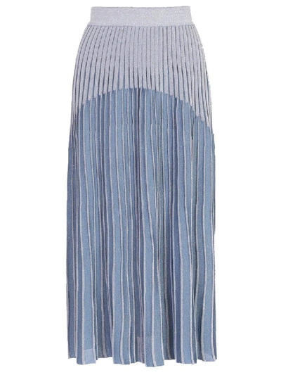 Shop Balmain Blue Women's Ribbed Knit Skirt In Grey