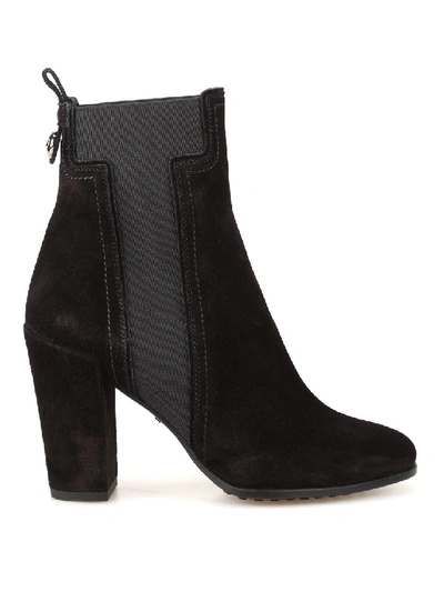 Shop Tod's Suede Ankle Boots In Black