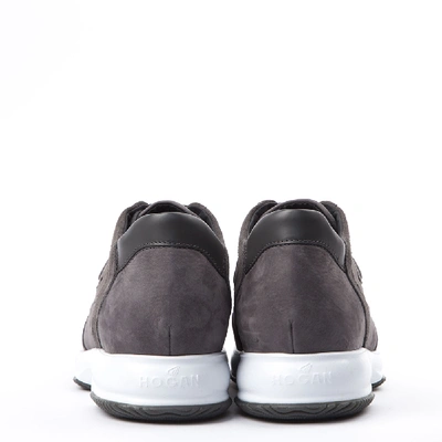 Shop Hogan Brown Interactive Sneaker In Suede & Nylon In Grey