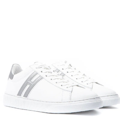 Shop Hogan H365 White Leather Sneakers With Side Monogram