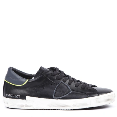 Shop Philippe Model Black Leather Worn In Sneakers Fw 2019 <br> In Grey